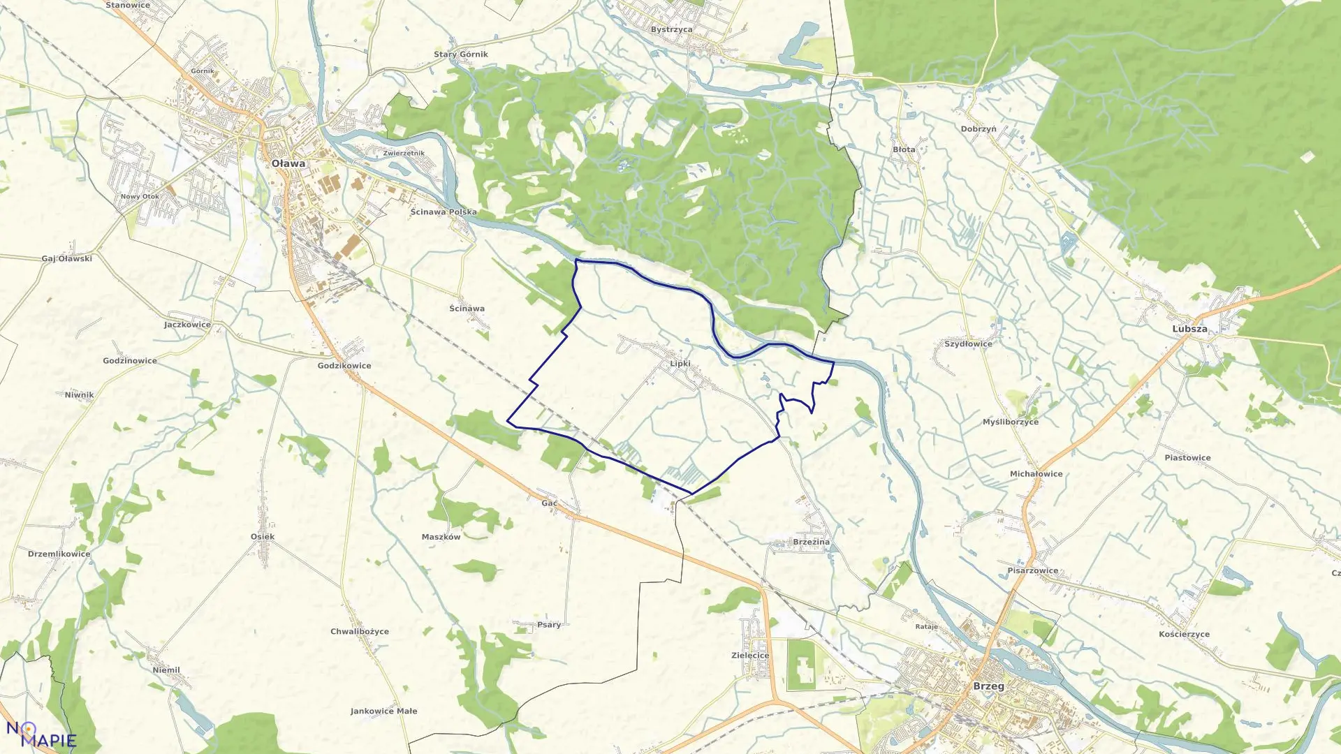 Mapa obrębu LIPKI w gminie Skarbimierz