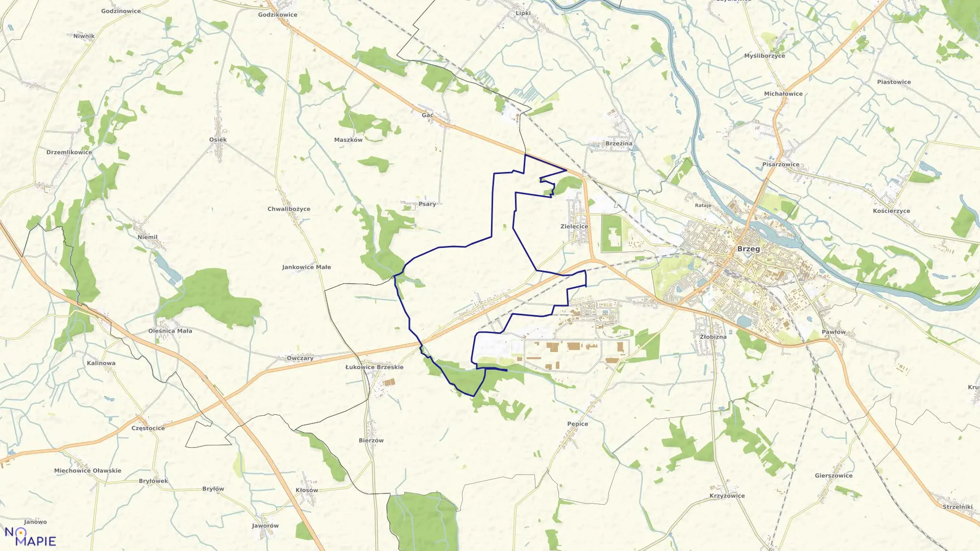 Mapa obrębu MAŁUJOWICE w gminie Skarbimierz