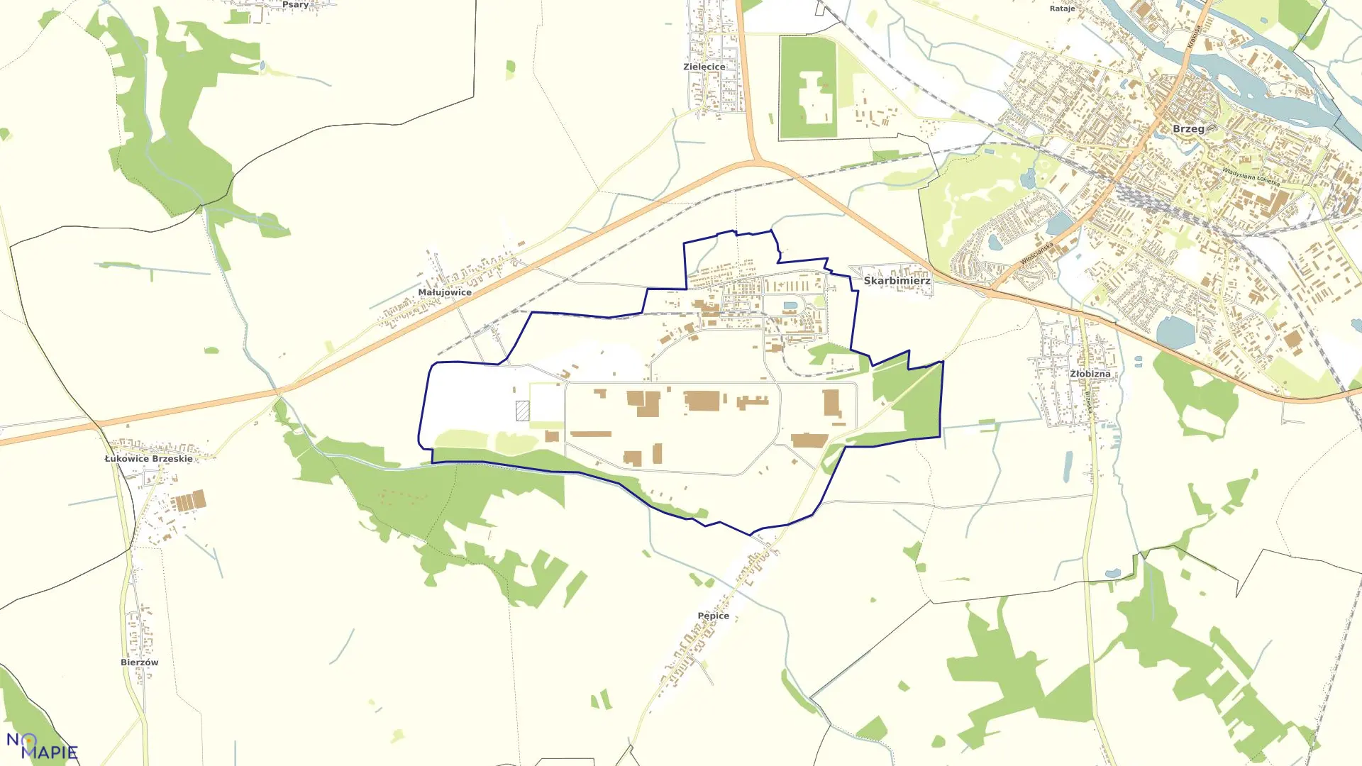 Mapa obrębu SKARBIMIERZ OSIEDLE w gminie Skarbimierz